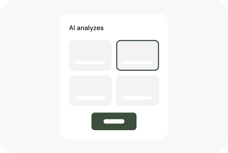 An AI analysis screen highlighting one selected option among four choices
